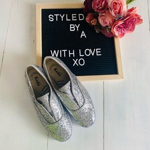 Silver glitter Keds size 8